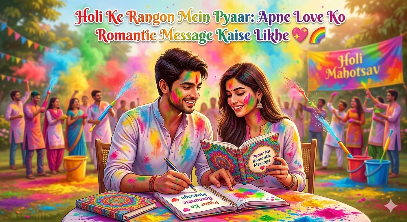 Holi Ke Rangon Mein Pyaar: Apne Love Ko Romantic Message Kaise Likhe 💖🌈